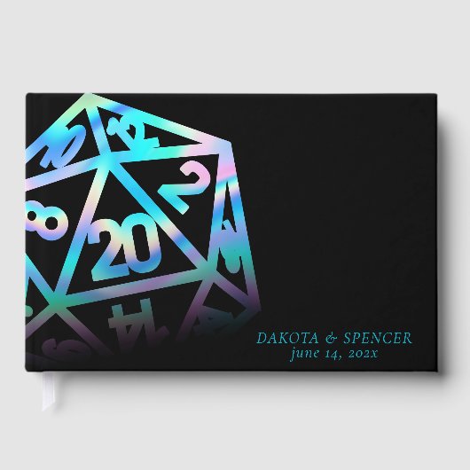 RPG Dice | Holo Fantasy Tabletop PnP Gamer Custom Gästebuch (Vorderseite)
