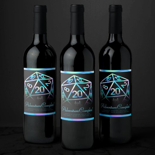 RPG Dice | Holo Fantasy Tabletop PnP Gamer Custom Weinetikett