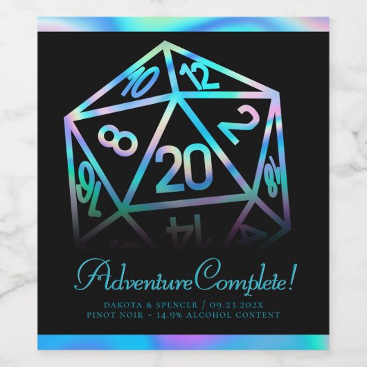 RPG Dice | Holo Fantasy Tabletop PnP Gamer Custom Weinetikett (Einzelnes Label)