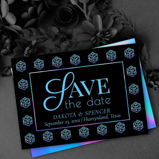 RPG Dice | Holo Old School Tabletop PnP Roleplayer Save The Date