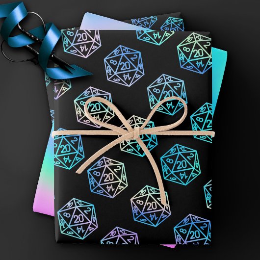 RPG Dice | Holo Old School Tabletop Role Player Geschenkpapier Set