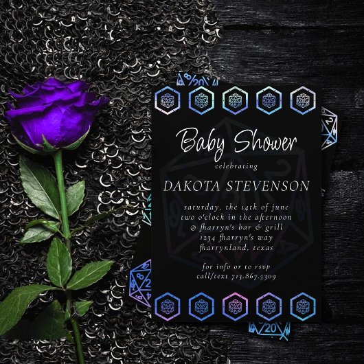 RPG Dice | Holo Retro Tabletop Gamer Abschluss Einladung