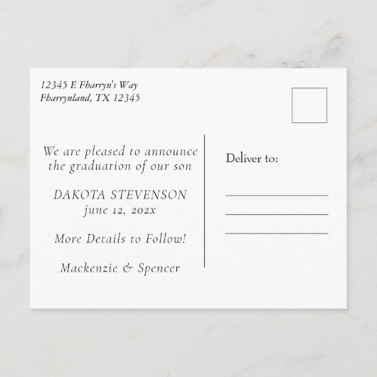 RPG Dice | Holo Tabletop PnP Roleplayer Abschluss Ankündigungspostkarte (Rückseite)