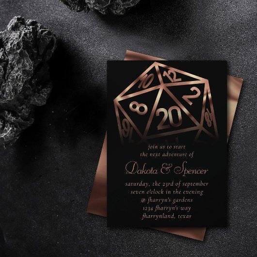 RPG Dice | Kupfer Fantasy Retro Tabletop PnP Gamer Einladung