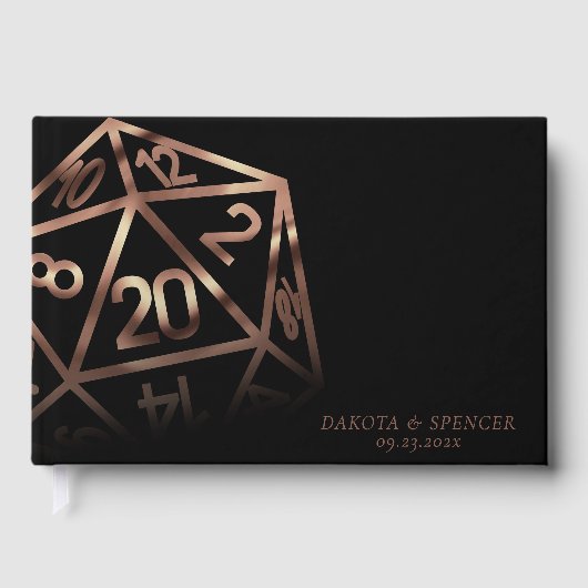 RPG Dice | Kupfer Fantasy Retro Tabletop PnP Gamer Gästebuch (Vorderseite)