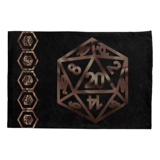 RPG Dice | Kupfer Fantasy Retro Tabletop PnP Gamer Kissenbezug (Rückseite-Links)