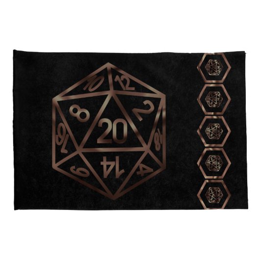 RPG Dice | Kupfer Fantasy Retro Tabletop PnP Gamer Kissenbezug (Rückseite-Rechts)