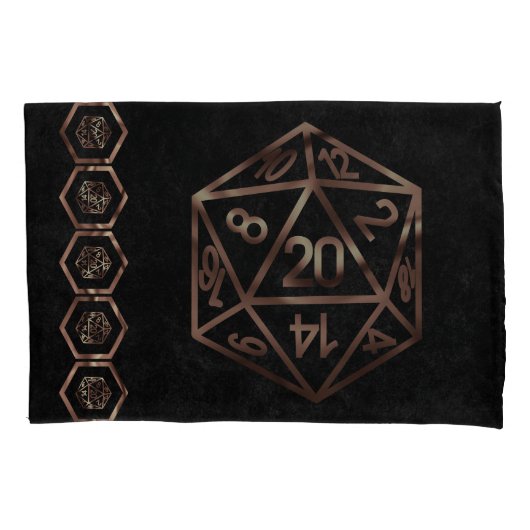 RPG Dice | Kupfer Fantasy Retro Tabletop PnP Gamer Kissenbezug (Vorderseite-Links)