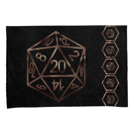 RPG Dice | Kupfer Fantasy Retro Tabletop PnP Gamer Kissenbezug (Vorderseite-Rechts)