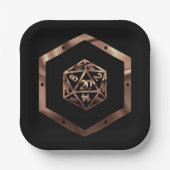 RPG Dice | Kupfer Fantasy Retro Tabletop PnP Gamer Pappteller (Vorderseite)