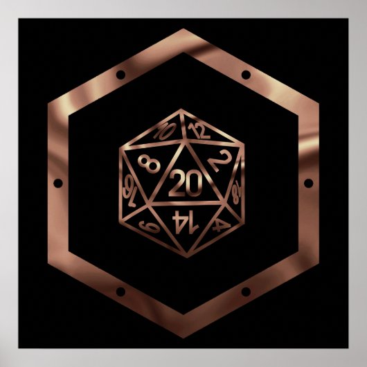 RPG Dice | Kupfer Fantasy Retro Tabletop PnP Gamer Poster (Vorne)