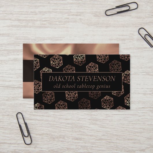 RPG Dice | Kupfer Fantasy Tabletop Gamer Branding Visitenkarte (Vorderseite/Rückseite Beispiel)
