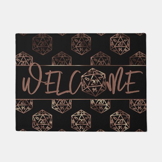 RPG Dice | Kupfer Fantasy Tabletop Gamer Willkomme Fußmatte (Vorderseite)