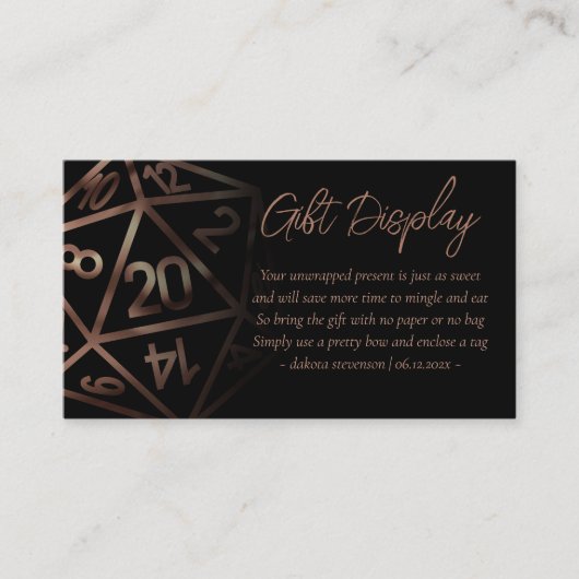 RPG Dice | Kupfer Fantasy Tabletop Geschenk auf Di Begleitkarte (Vorderseite)