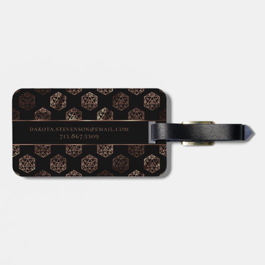 RPG Dice | Kupfer Old School Tabletplayer Gepäckanhänger (Rückseite horizontal)