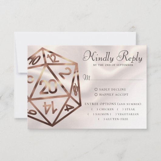 RPG Dice | Kupfer Retro Tabletop Roleplayer Entree RSVP Karte (Vorderseite)