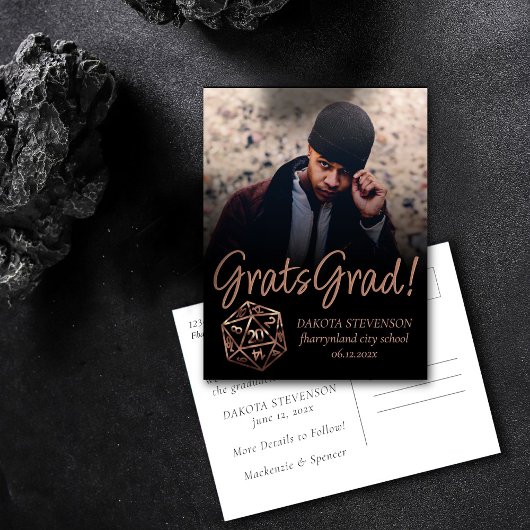 RPG Dice | Kupfer Tabletop Gamer Foto Abschluss Ankündigungspostkarte