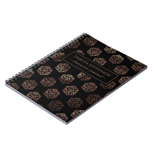 RPG Dice | Mocha Rose Gold Tabletop PnP Notizblock (Linke Seite)