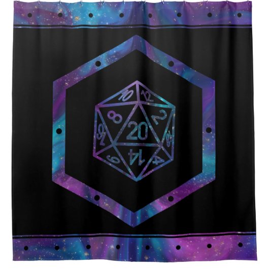 RPG Dice | Nebula Fantasy Retro Tabletop PnP Gamer Duschvorhang (Vorderseite)