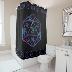 RPG Dice Nebula Fantasy Retro Tabletop PnP Gamer Duschvorhang