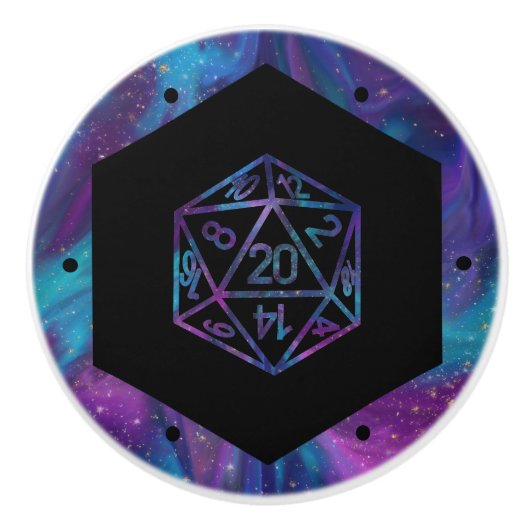 RPG Dice | Nebula Fantasy Retro Tabletop PnP Gamer Keramikknauf (Vorderseite)