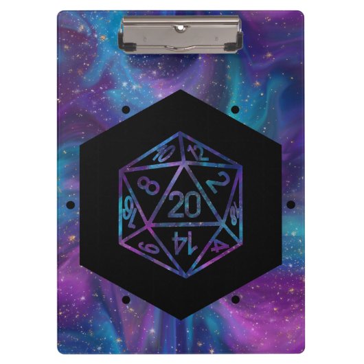 RPG Dice | Nebula Fantasy Retro Tabletop PnP Gamer Klemmbrett (Vorderseite)