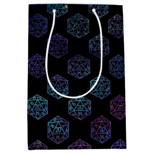 RPG Dice | Nebula Fantasy Retro Tabletop PnP Gamer Mittlere Geschenktüte (Vorderseite)