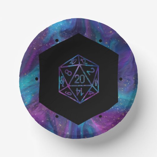 RPG Dice | Nebula Fantasy Retro Tabletop PnP Gamer Pappteller (Vorderseite)