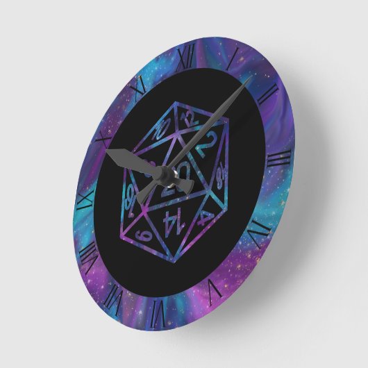 RPG Dice | Nebula Fantasy Retro Tabletop PnP Gamer Runde Wanduhr (Winkel)