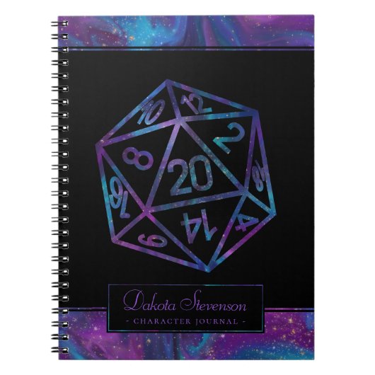 RPG Dice | Nebula Fantasy Tabletop Gamer-Charakter Notizblock (Vorderseite)