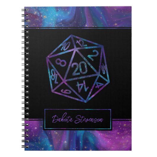 RPG Dice | Nebula Fantasy Tabletop Gamer-Charakter Notizblock (Vorderseite)
