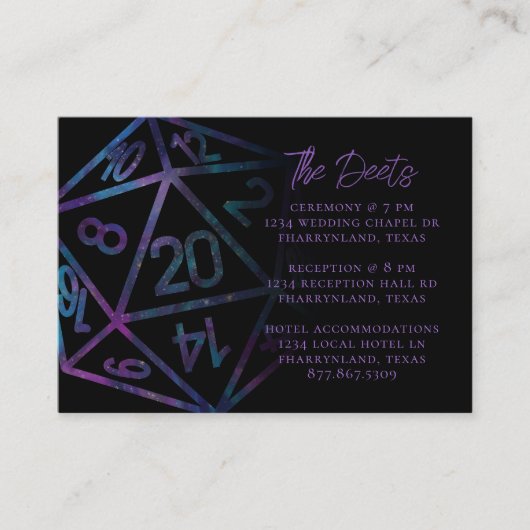 RPG Dice | Nebula Fantasy Tabletop Gamer Details Begleitkarte (Vorderseite)