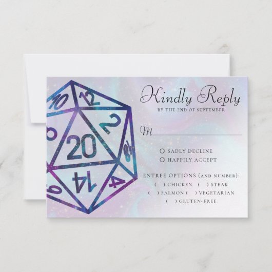 RPG Dice | Nebula Fantasy Tabletop Gamer Entree RSVP Karte (Vorderseite)