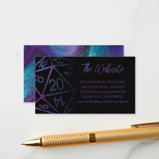 RPG Dice | Nebula Fantasy Tabletop Gamer Website Begleitkarte (Vorderseite/Rückseite Beispiel)