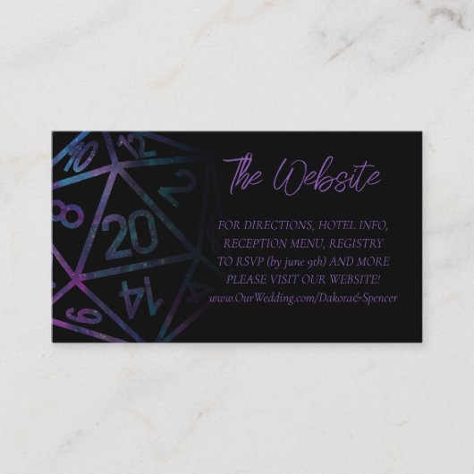 RPG Dice | Nebula Fantasy Tabletop Gamer Website Begleitkarte (Vorderseite)