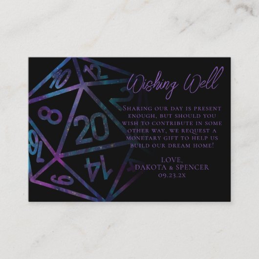 RPG Dice | Nebula Fantasy Tabletop Gut wollen Begleitkarte (Vorderseite)