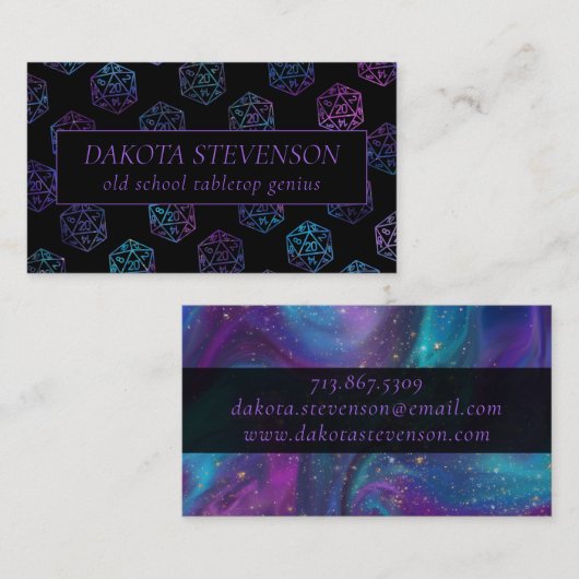 RPG Dice | Nebula Fantasy Tabletop PnP Roleplayer Visitenkarte (Vorne/Hinten)