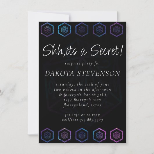 RPG Dice | Nebula Old School Tabletop Player Einladung (Vorderseite)