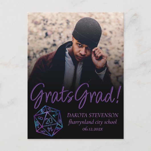 RPG Dice | Nebula Tabletop Retro Gamer Abschluss Ankündigungspostkarte (Vorderseite)