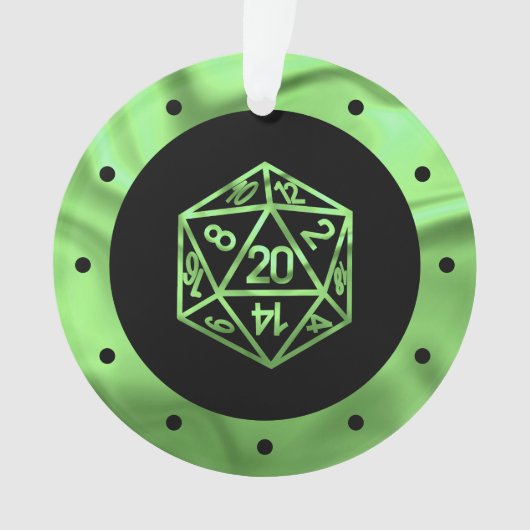 RPG Dice | Neon Green Fantasy PnP Tabletop Gamer Ornament (Vorderseite)