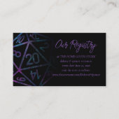 RPG Dice | Neula Fantasy Tabletop Gamer Registry Begleitkarte (Vorderseite)