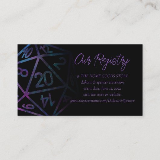 RPG Dice | Neula Fantasy Tabletop Gamer Registry Begleitkarte (Vorderseite)