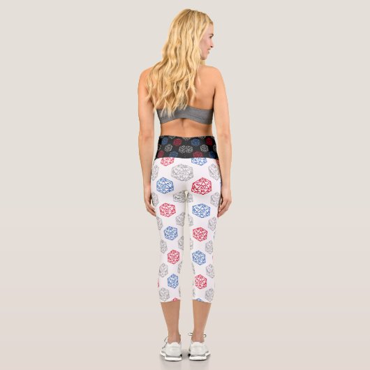 RPG Dice | Patriotic Fantasy Tabletop Retro Gamer Capri Leggings (Rückseite)