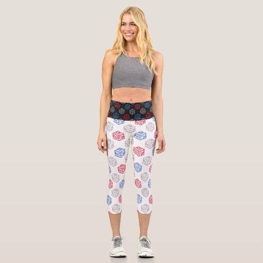 RPG Dice | Patriotic Fantasy Tabletop Retro Gamer Capri Leggings (Vorderseite)