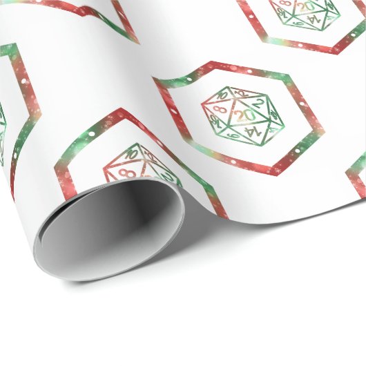 RPG Dice | Red and Green Christmas Fantasy Gamer Geschenkpapier (Rolleneckpunkt)