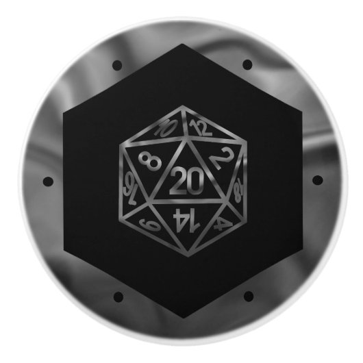 RPG Dice | Retro Old School Tabletop Roleplayer Keramikknauf (Vorderseite)