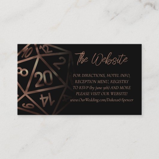 RPG Dice | Website von Copper Fantasy Tabletop Gam Begleitkarte (Vorderseite)