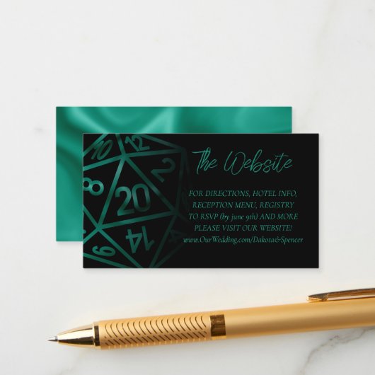 RPG Dice | Website von Emerald Fantasy Tabletop Ga Begleitkarte (Vorderseite/Rückseite Beispiel)