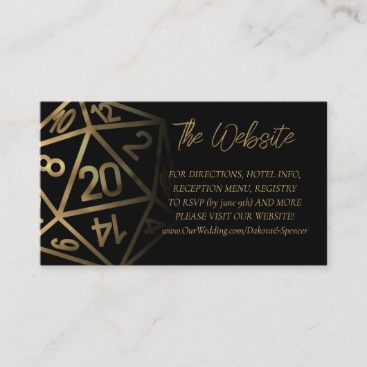 RPG Dice | Website von Gold Fantasy Tabletop Gamer Begleitkarte (Vorderseite)