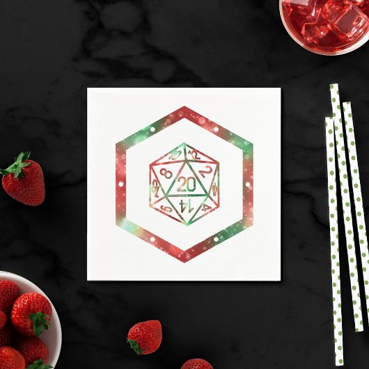 RPG Dice | XMAS Fantasy Retro Tabletop PnP Gamer Serviette